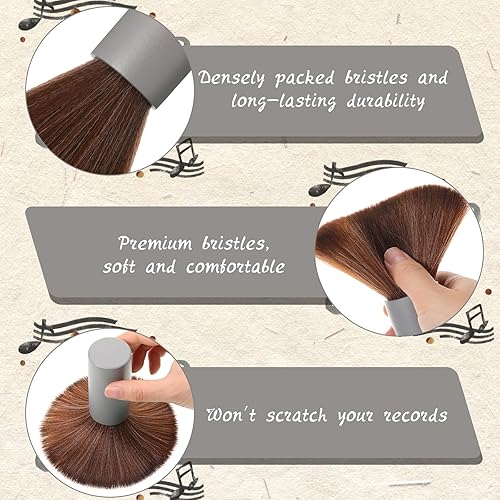 Miniatura 9 de Ziliny 3 piezas de cepillo de limpieza para tocadiscos de vinilo, limpiador de discos de vinilo, antiestático, cepillo de limpieza de polvo, cepillo