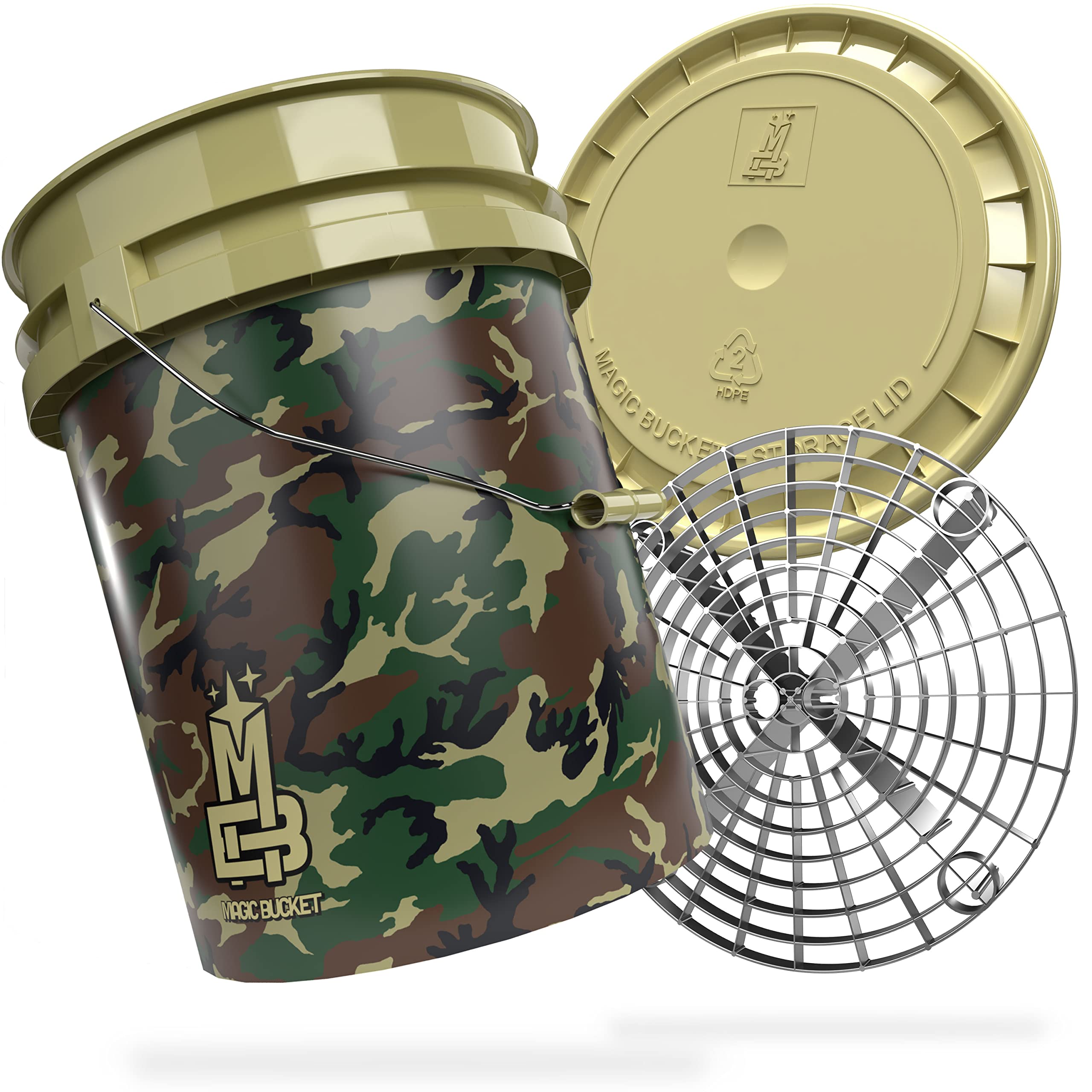 Magic Bucket | Paquete de Lavado a Mano | Cubo de Lavado con Tapa de Cubo a Juego 5 US GALLONS Aprox. 20 litros | con Inserto de Cubo Grit Guard Colador de Suciedad | Set de Lavado