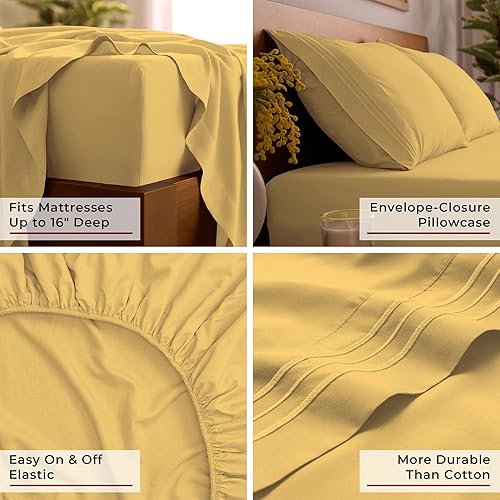 Miniatura 5 de Mellanni Juego de sábanas de 6 piezas Iconic Collection - Sábanas y fundas de almohada de lujo, ultra suaves, refrescantes, bolsillo profundo de