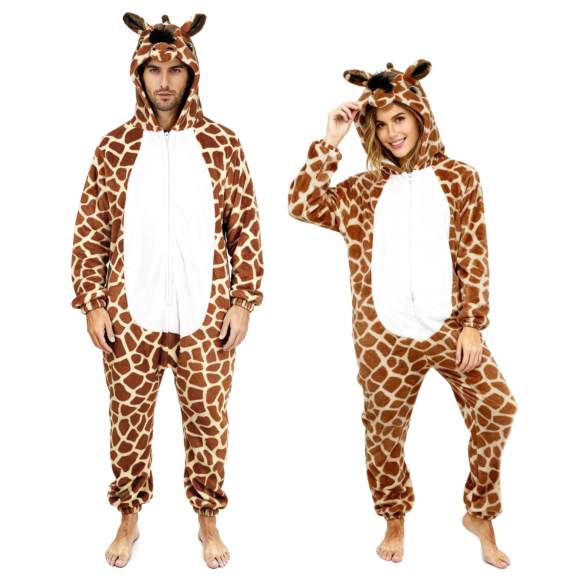 Orient Outdoor Unisex Giraffe Pajama Sleepsuits Men And Women's Nightwear Long Sleeve Jumpsuit Sleepwear Onesie Pajamas For Carnival (Uk, Alpha, S, Regular, Regular)