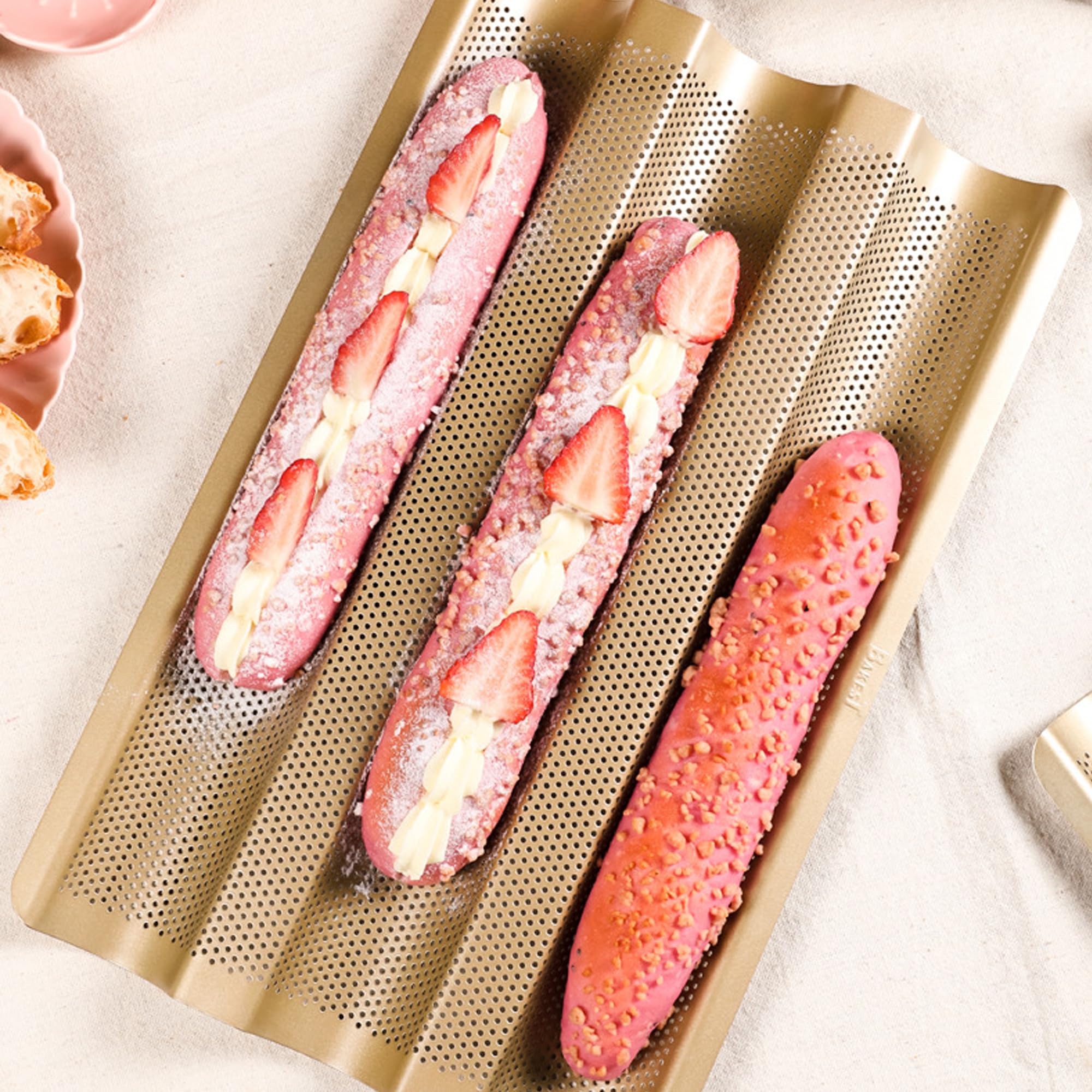 Teglia da forno per baguette, bastoncino francese per 3 baguette, forato per pagnotta, stampo per baguette, accessori per la cottura del pane, vassoio per baguette, foglio per baguette