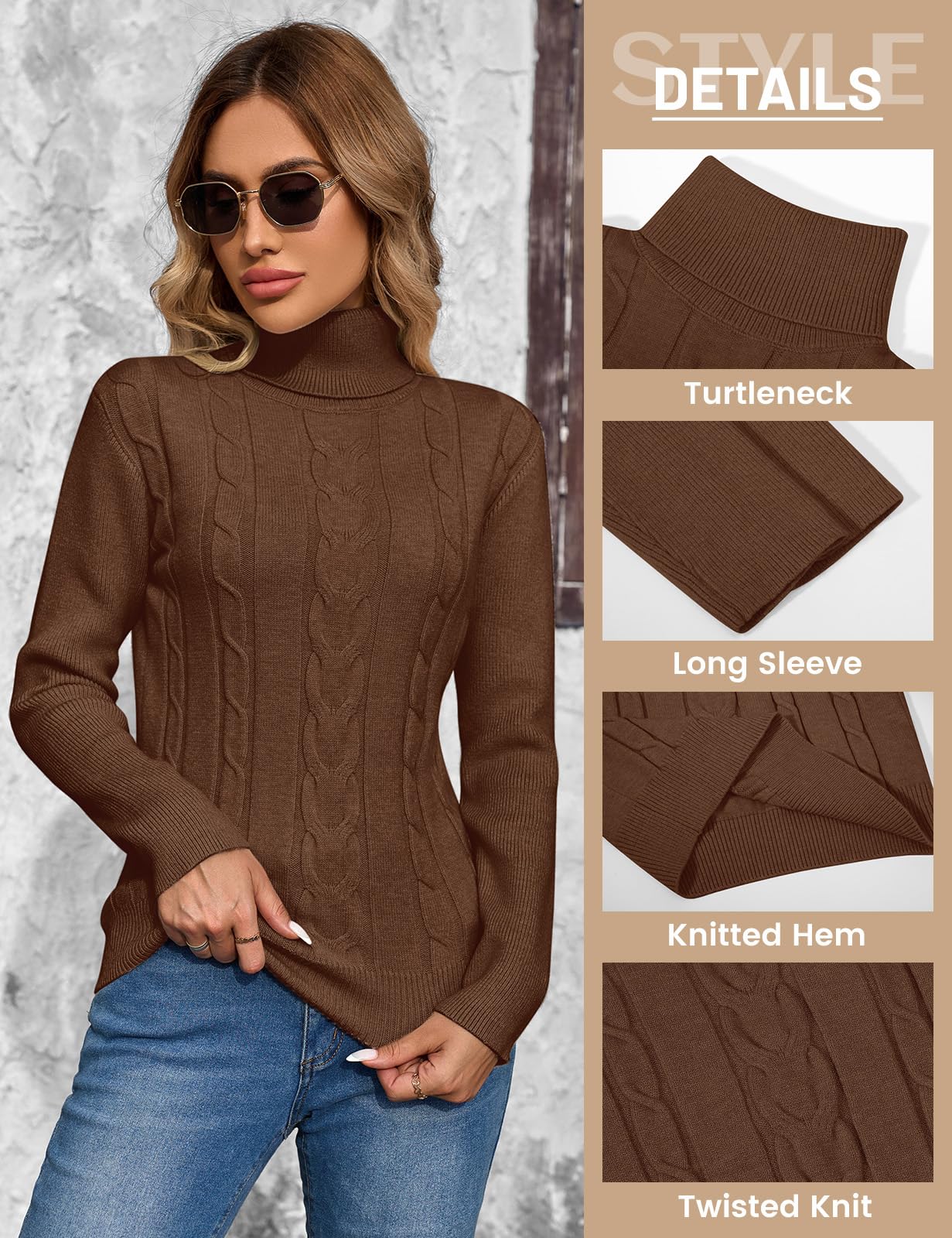 heekpek Maglione Donna Collo Alto Elegante Caldo Maglia Dolcevita Invernale Manica Lunga vestibilità Slim Moda Pullover Maglioni da Donna