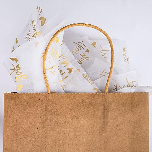 Miniatura 6 de MR FIVE 200 hojas de papel de seda dorado de agradecimiento a granel, 20 x 14 pulgadas, papel de seda dorado de agradecimiento para embalaje,