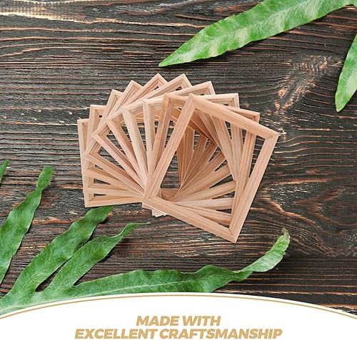 Miniatura 5 de COHEALI Mini marcos de fotos: 10 marcos de fotos en miniatura de madera para casa de muñecas, muebles sin pintar para 1/12 adornos de jardines de