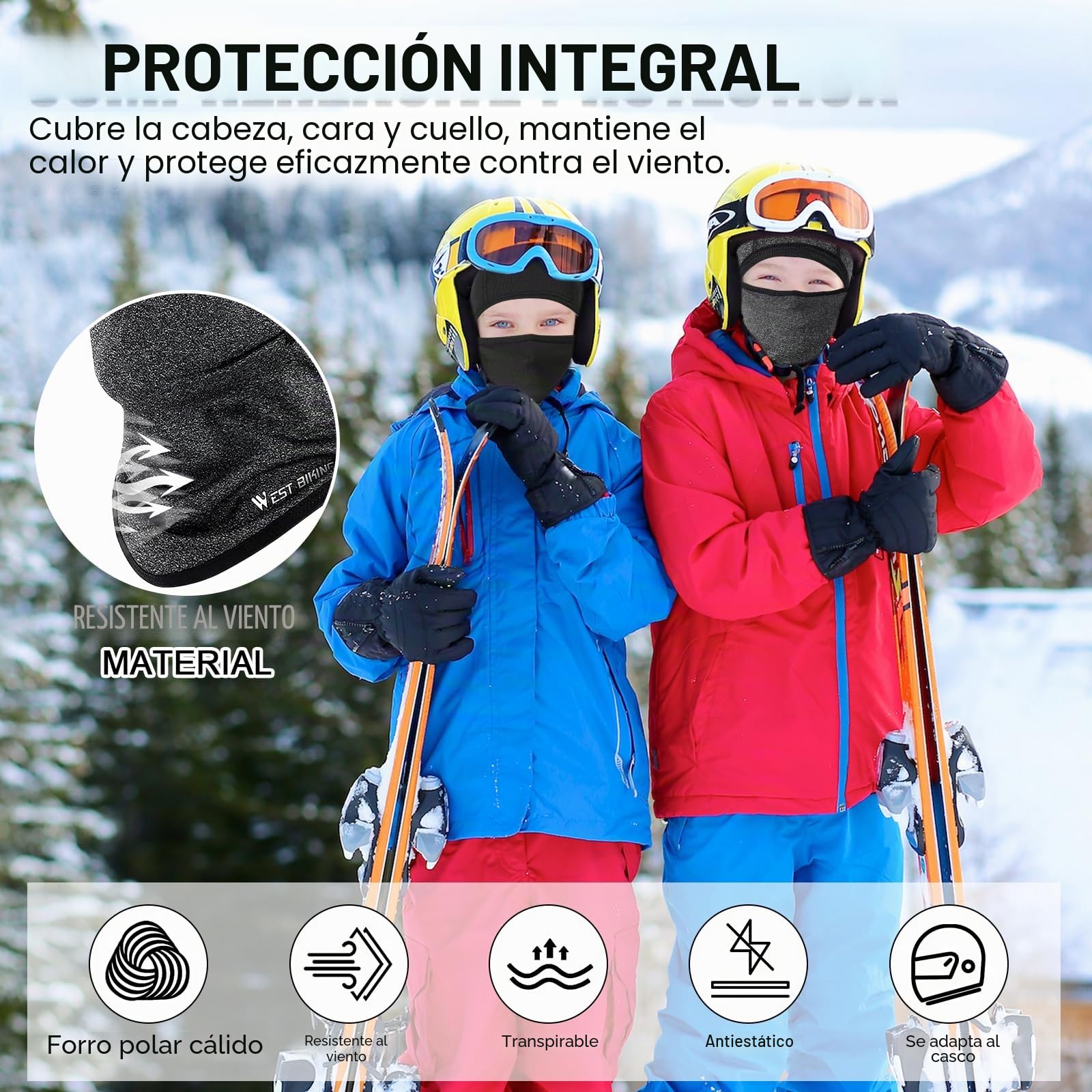 Pasamontañas Térmico Niños 4-12 Años, Invierno Multifunción Prueba de Viento Forro Polar Cálido Máscara de Esquí Ciclismo Sombreros Gorro con Calentador de Cuello, Mascarilla Niños Niñas