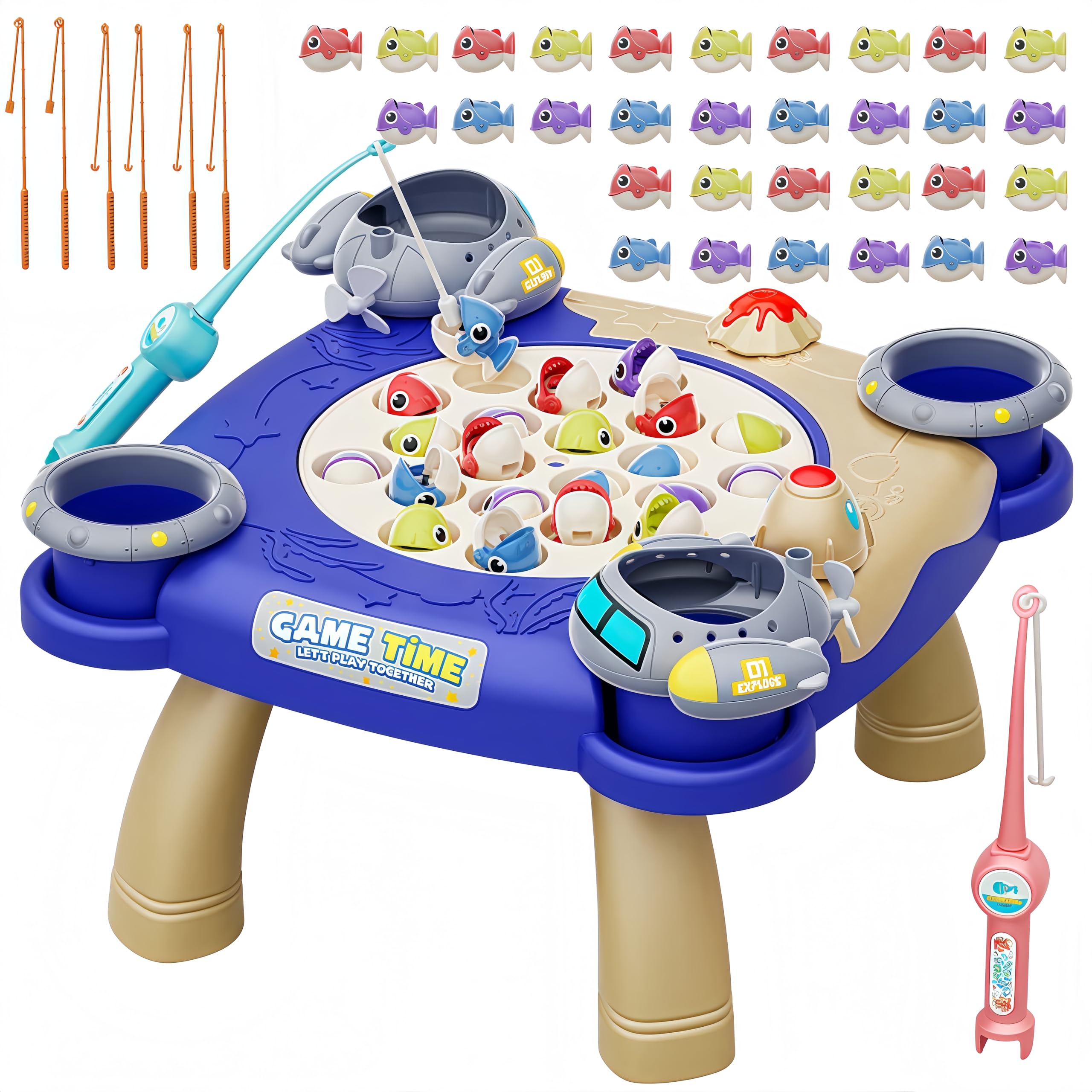 Bearbao Magnetic Fishing Game for Kids Toddlers 3-8 Years Old, 47-Piece Fishing Toy Set, Fun Fishing Board Game, for 3-8 Year Old Boys Girls