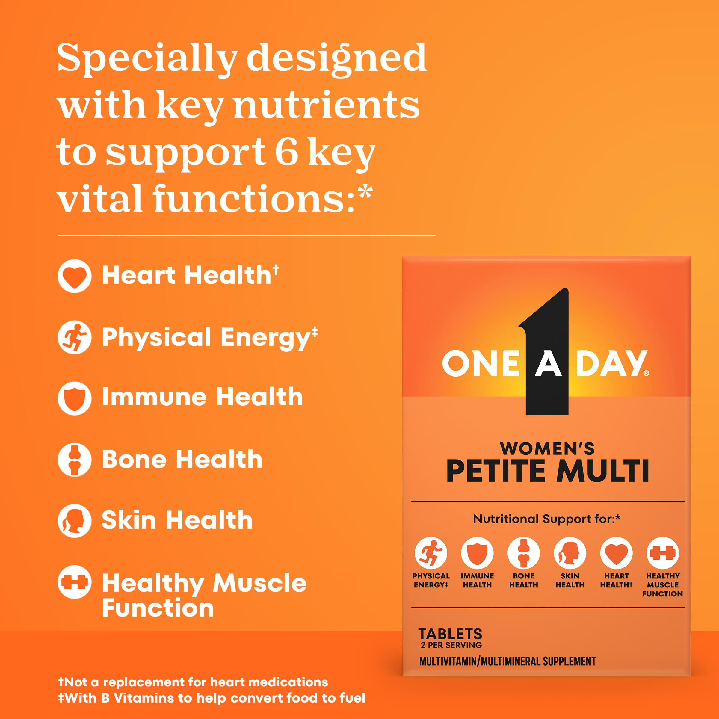 One A Day Women’s Petites Multivitamin,Supplement with Vitamin A, C, D, E and Zinc for Immune Health Support, B Vitamins, Biotin, Folate (as folic acid) & more,Tablet, 160 count — Amazon image 3