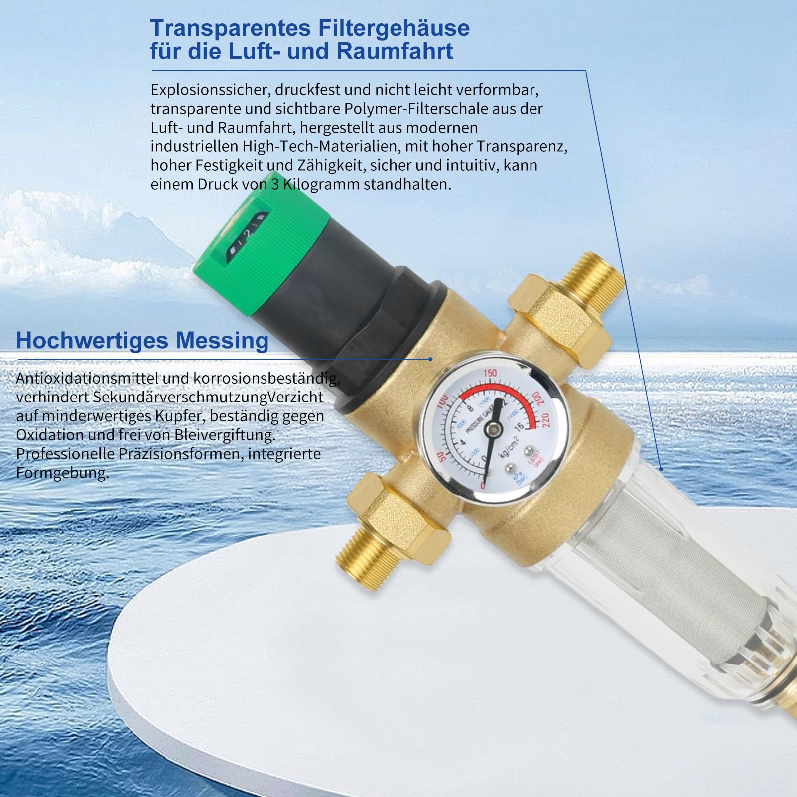 Reductor de presión de agua,filtro de retrolavado FK06,reductor de presión de 1 pulgada,manómetro + medidor,reductor de presión de agua con filtro autolimpiante,regulador de presión de agua