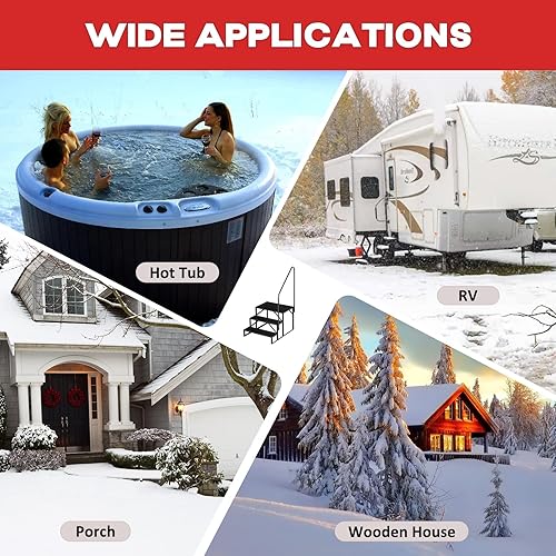 Miniatura 5 de Escalera de taburete para adultos, escalones de piscina con 2 pasamanos, escalera de caravana de 3 escalones, escalones de caravana para remolques