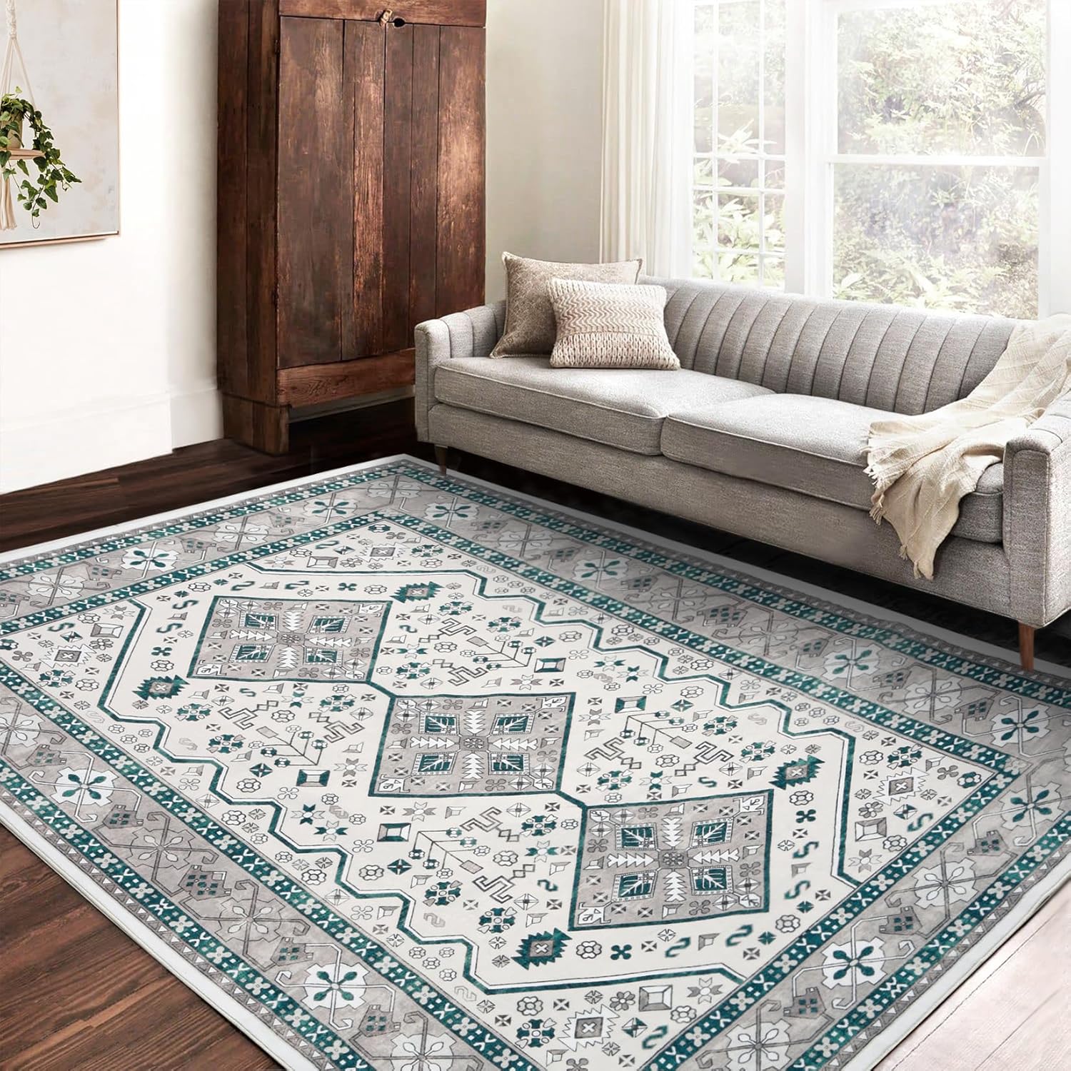 JOLENE.K Washable Rug Oriental 5x7 Area Rugs for Living