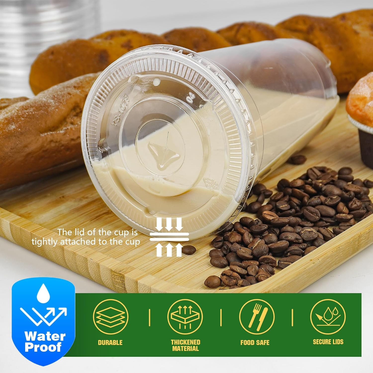 Charmount 32 oz 50 Sets Clear Plastic Cups with Lids and Straws, Sturdy & Food Safe Disposable To Go Cups for Cold Drinks, Iced Coffee, Milkshakes, Smoothies - Image 3