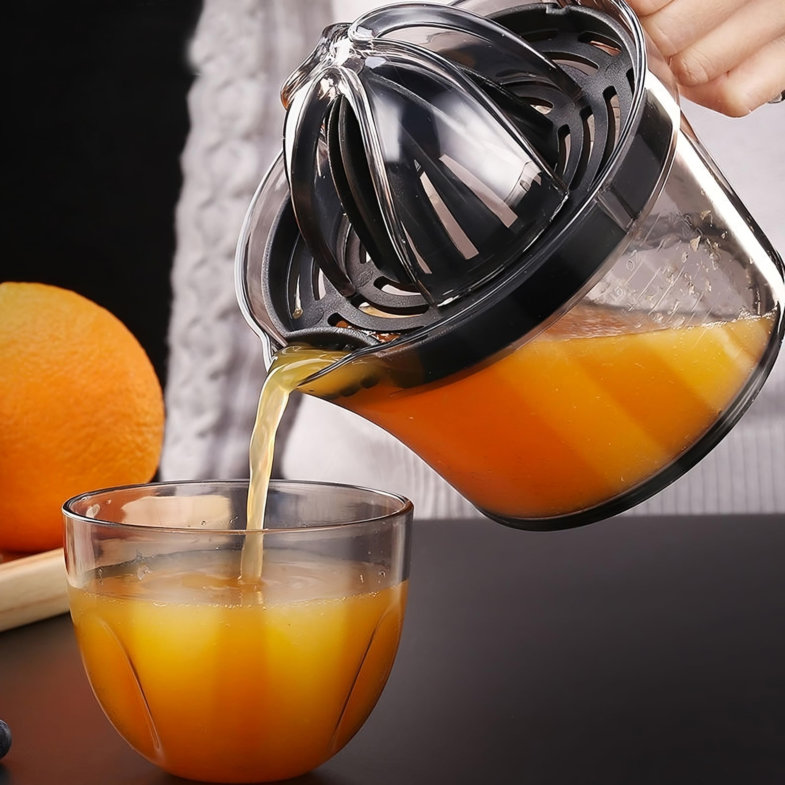Retoo Zitruspresse Zitronenpresse 500ml, Manuell Orangenpresse Kunststoff, Dauerhaft mit Behälter Spülmaschinengeeignet Saftpresse mit Ausgießer Limettenpresse Frisch Gepresster ohne Kerne