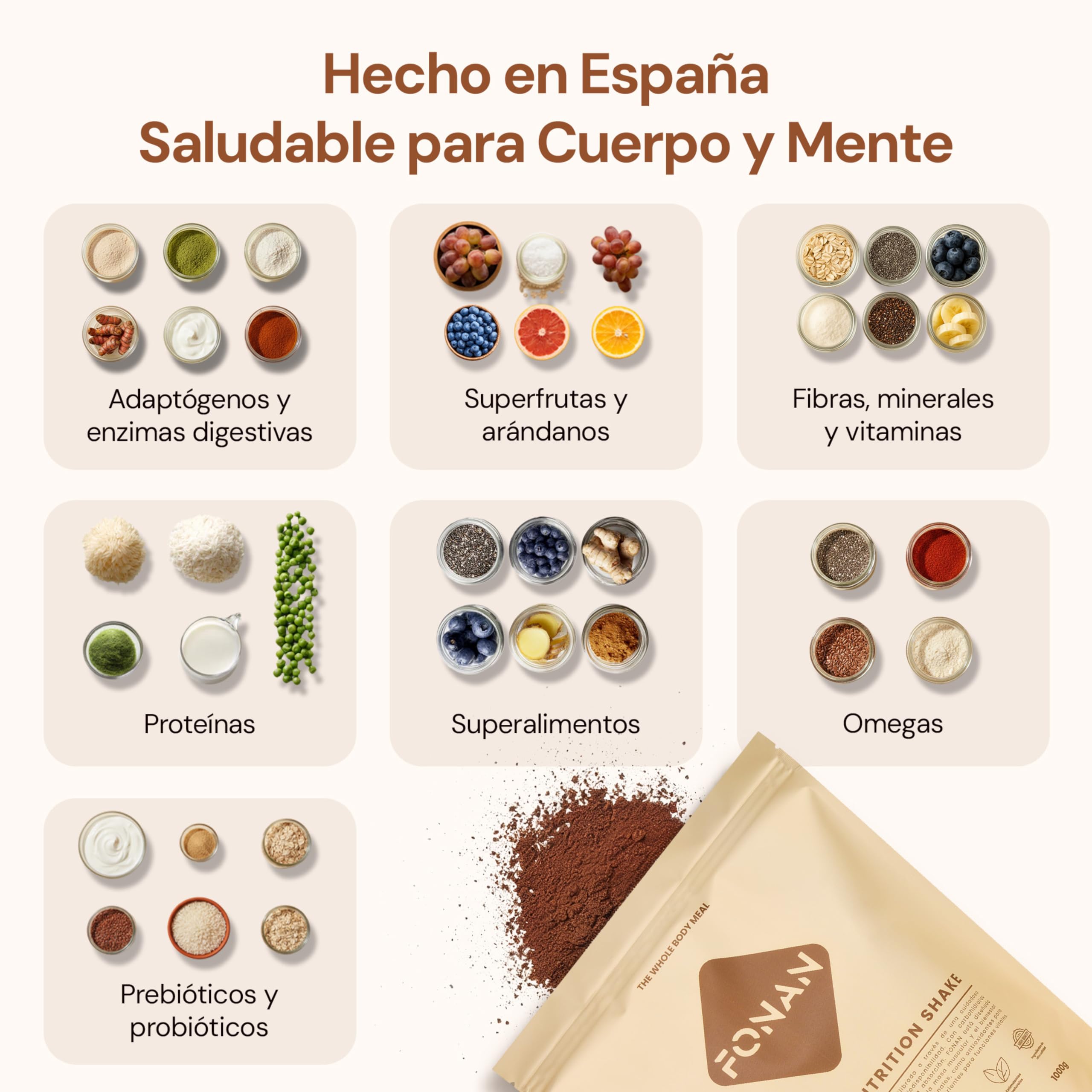 FONAN Batidos Sustitutivos de Comida y Desayuno con Enzimas DigeZyme y Probioticos - Batidos Saciantes Completos y Sanos con Proteina, Carbohidratos, Vitaminas, Minerales y Superalimentos COOKIES