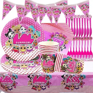 52 Pieces L O L Surprise Pour Fete D Anniversaire Set Enfants Anniversaire L O L Decorations De Table De Fete Fetes Sur Le Theme Vaisselle Set 10 Personnes Amazon Fr Cuisine Et Maison