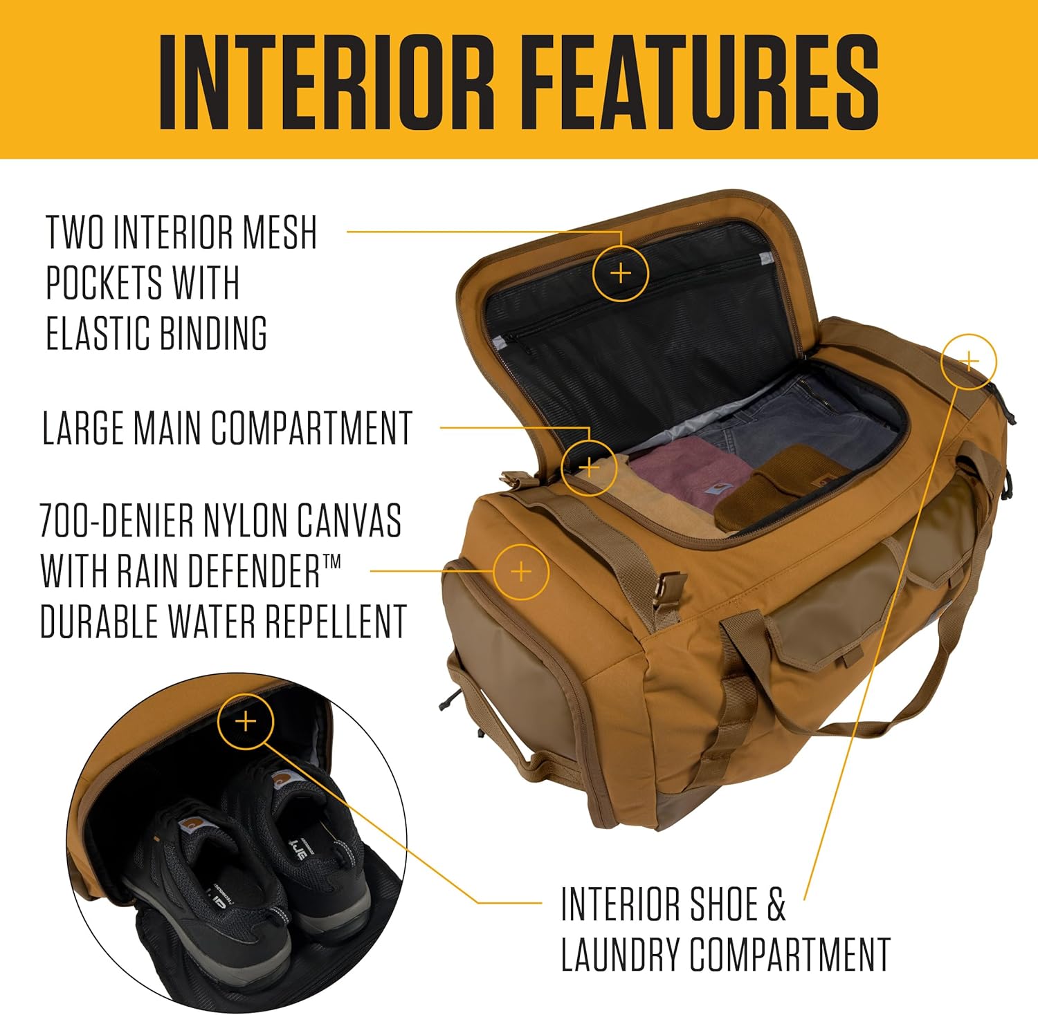 Carhartt Heavy Haul Utility Duffel Bag's, Water-Resistant Packable Bag for Jobsite, Gym, and Travel - Image 3