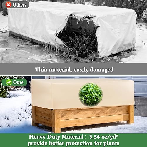 Miniatura 4 de Cubiertas para Plantas Protección contra Heladas Paquete de 2 con Cordón Elástico, 3.54 ozyd Manta contra Heladas para Clima Frío de Invierno