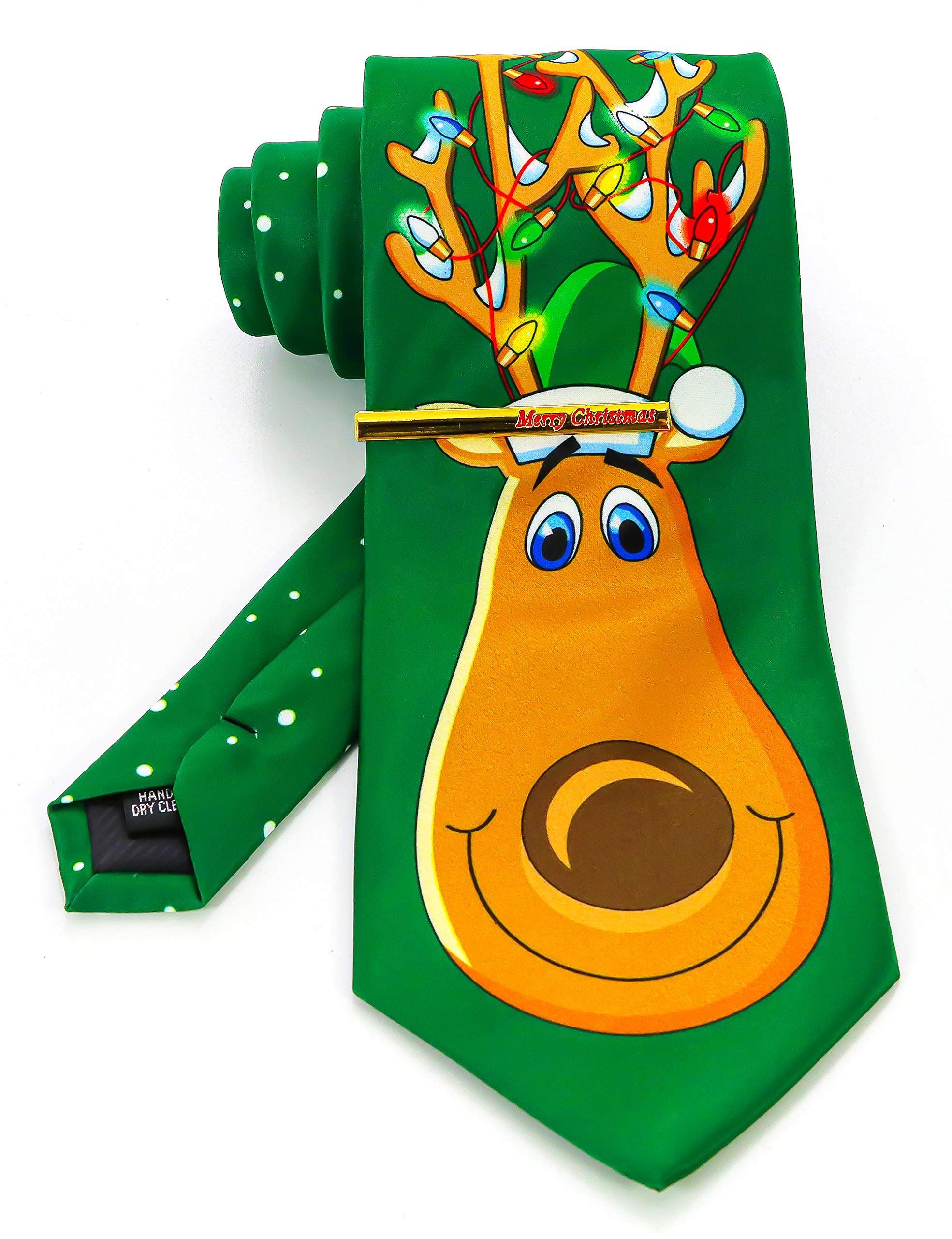 JEMYGINS Cravate Homme Cravate imprimée à motif de Noël et Pinces à cravate Ensemble