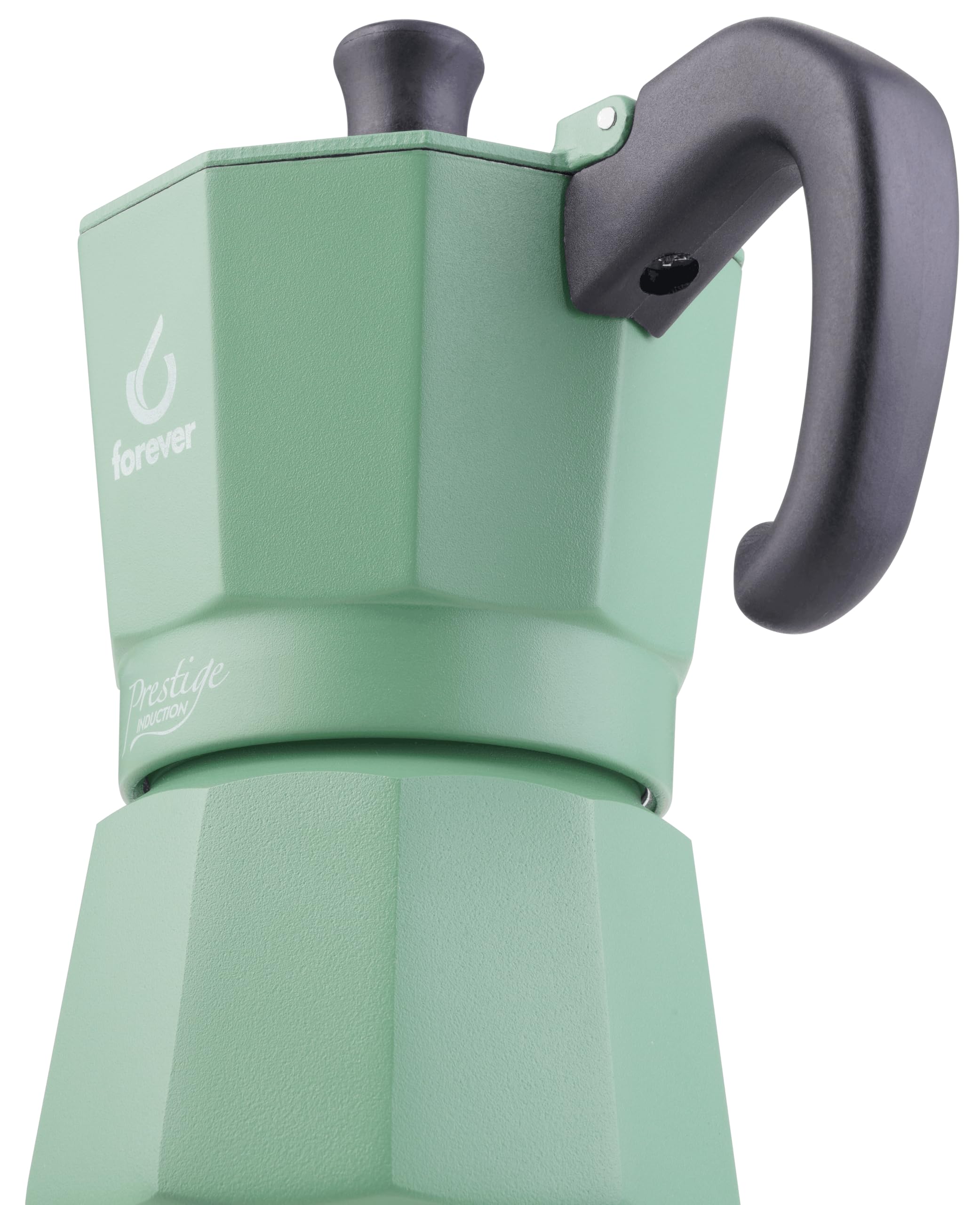 FOREVER Miss Moka Prestige Induction UNICA 'Kashmere Green' – 3 Tazze | Caffettiera Moka per Piano a Induzione| Edizione Limitata 500 Pezzi in Materiale Composite | Con Guarnizione in Silicone