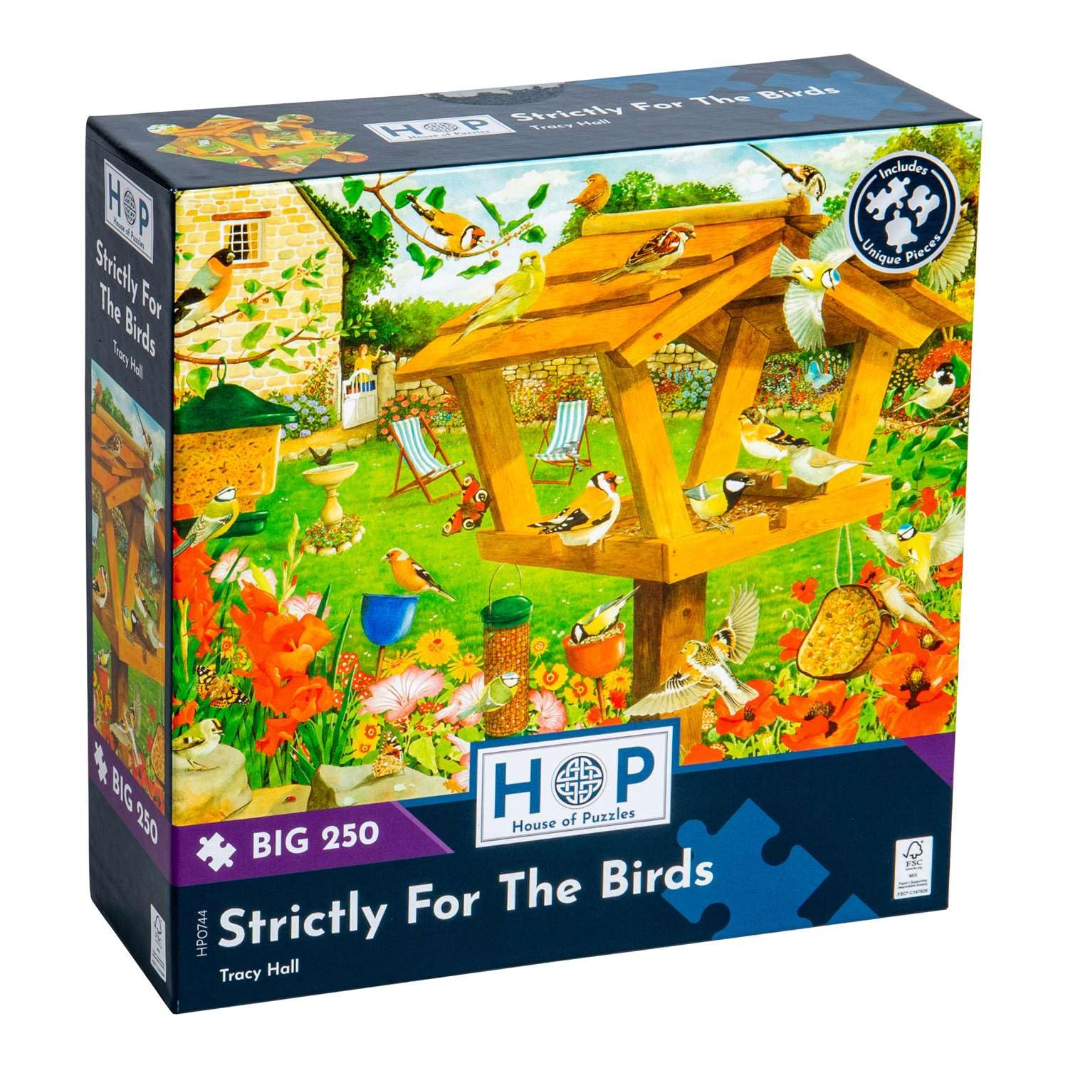 The House of Puzzles Strictly For The Birds Jigsaw - Big 250 Piece Jigsaws For Adults & Kids, Extra Large Pieces, Artist Illustrated, Scenic Landscape, Deluxe Puzzle Gifts
