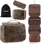 Elviros Suspension de sac de toilette Organisateur de voyage, PU Cuir 3-in-1 organisateur de voyage avec compartiments séparés pour les articles de toilette, et accessoires de toilettage.