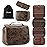 Elviros Hanging Toiletry Bag Removable Travel Bag PU leather Makeup Cosmetic Organizer Kit, Coffee