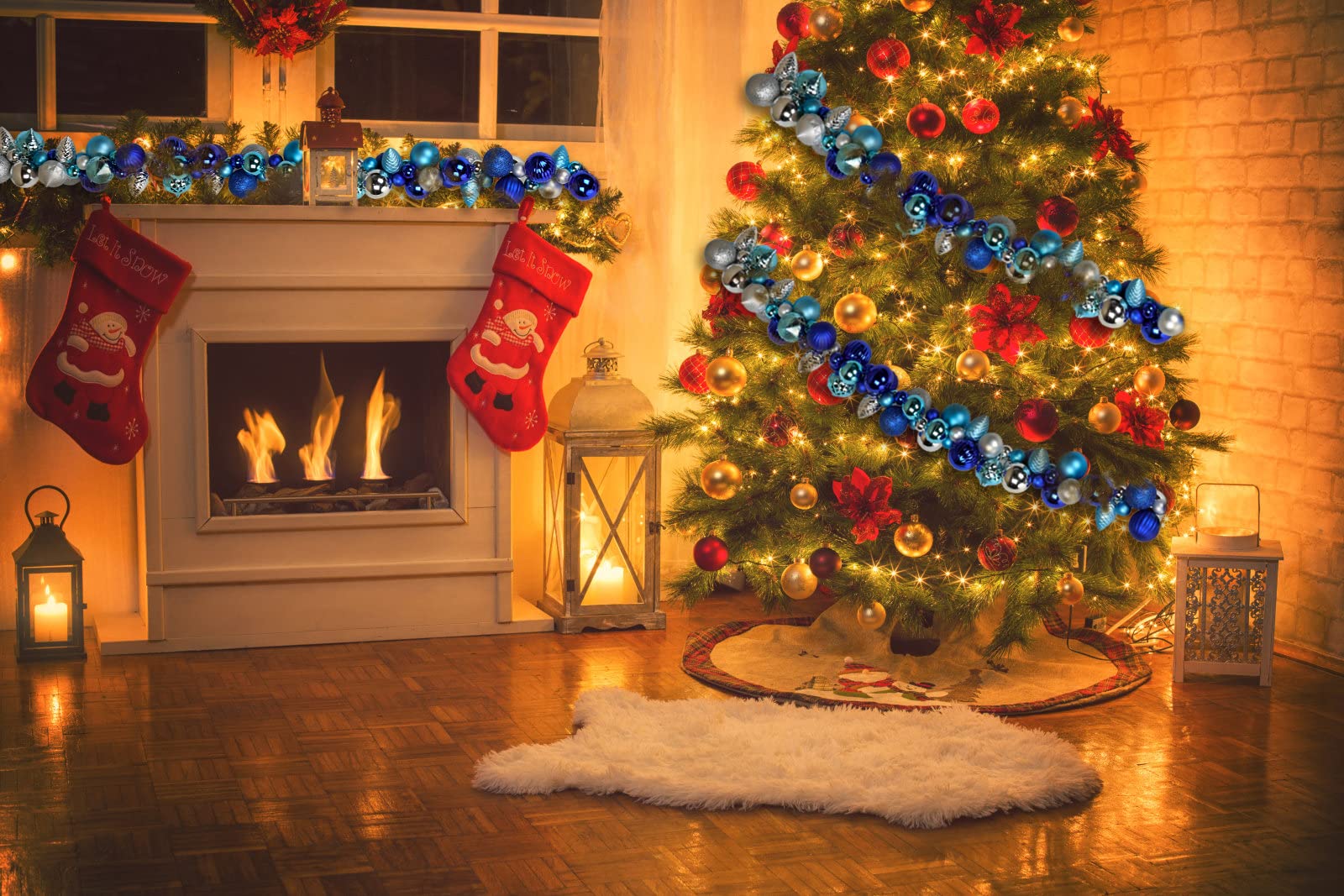 66 Zoll/168cm Weihnachtsgirlande, Weihnachtskugel Girlande für Weihnachtsdekoration, Haustreppe Kamin Haustür Display Indoor Outdoor Dekoration