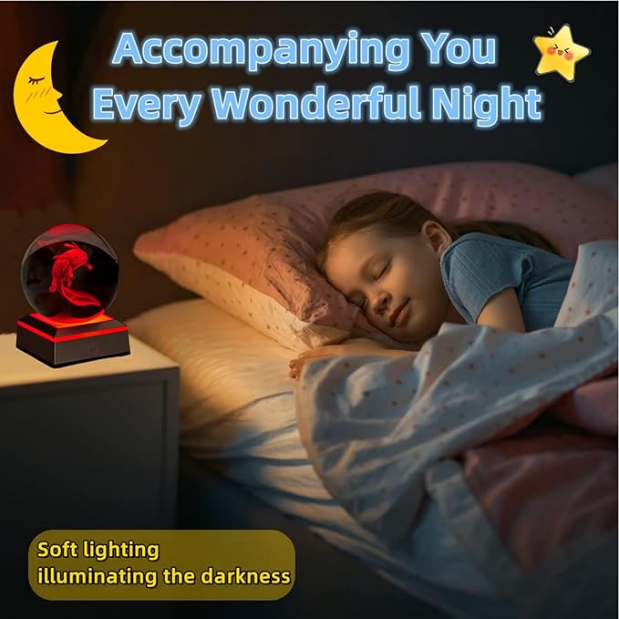 Conalisk 3D Axolotl Crystal Ball Night Light, Upgraded 3.15 Inch Glass Ball Axolotl Lamp with LED Base, Birthday Holiday Xmas Gifts for Boys Girls Friends (Axolotl D) photo 3