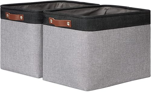 Miniatura 4 de DULLEMELO Paquete de 4 cestas plegables de 12 x 12 x 12 pulgadas + 2 cestas grandes de 16 x 12 x 12 pulgadas (negro y gris)