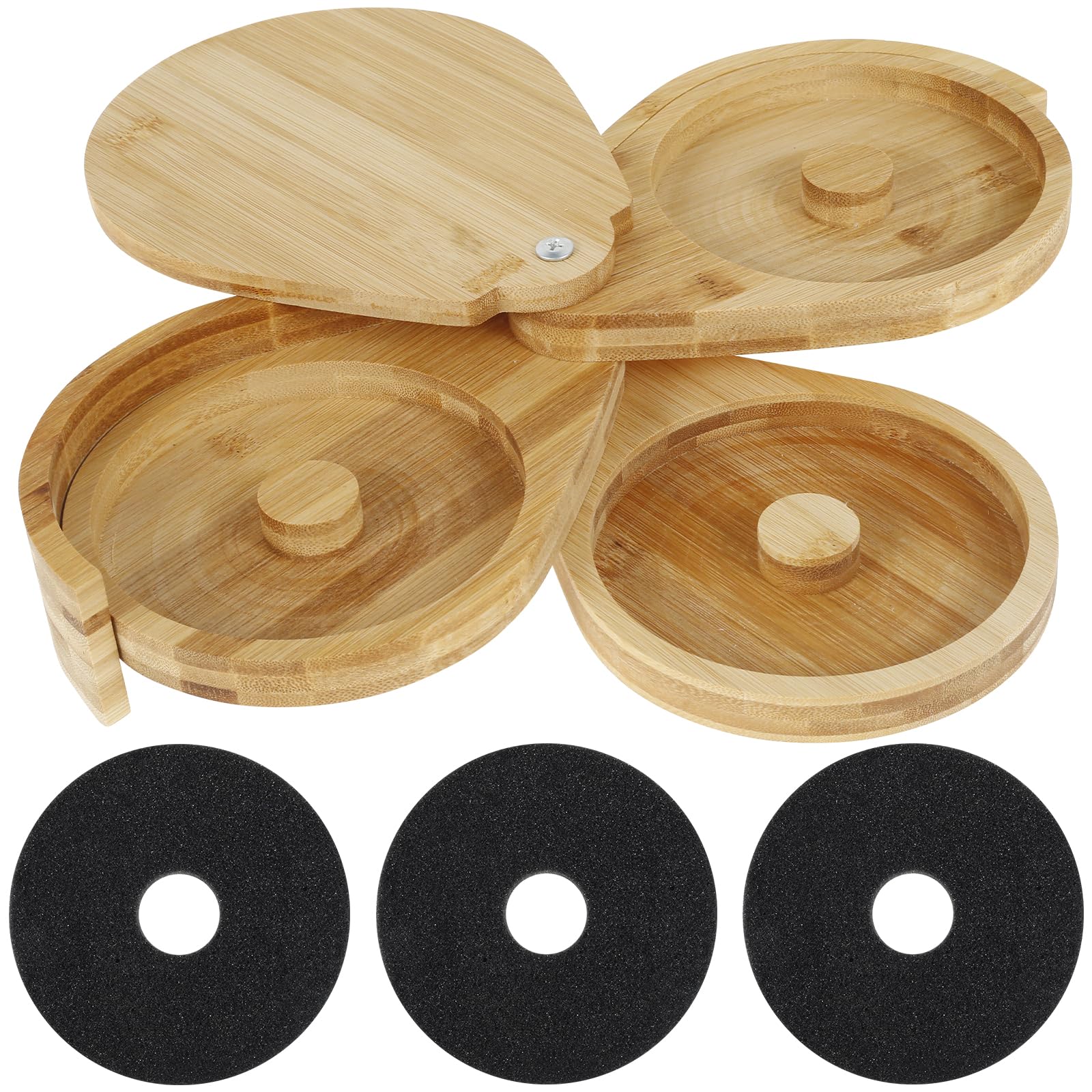 Margarita Salt Rimmer, 3-Tier Bamboo Margarita Kit with Sponge, Versatile Bar Salt and Sugar Margarita Sugar Rimmer, Bar Juice Cocktail Seasoning Box, Bartender Accessories for Cocktails