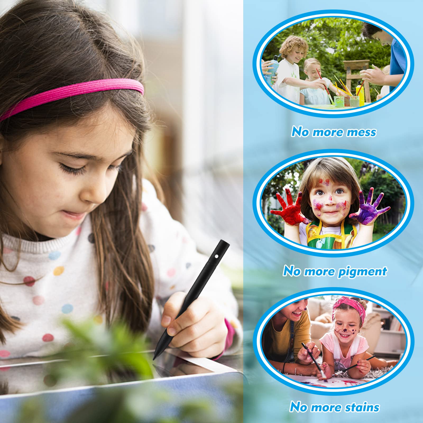Lot de 4 stylets de rechange avec cordes de suspension pour planche à gribouiller enfants