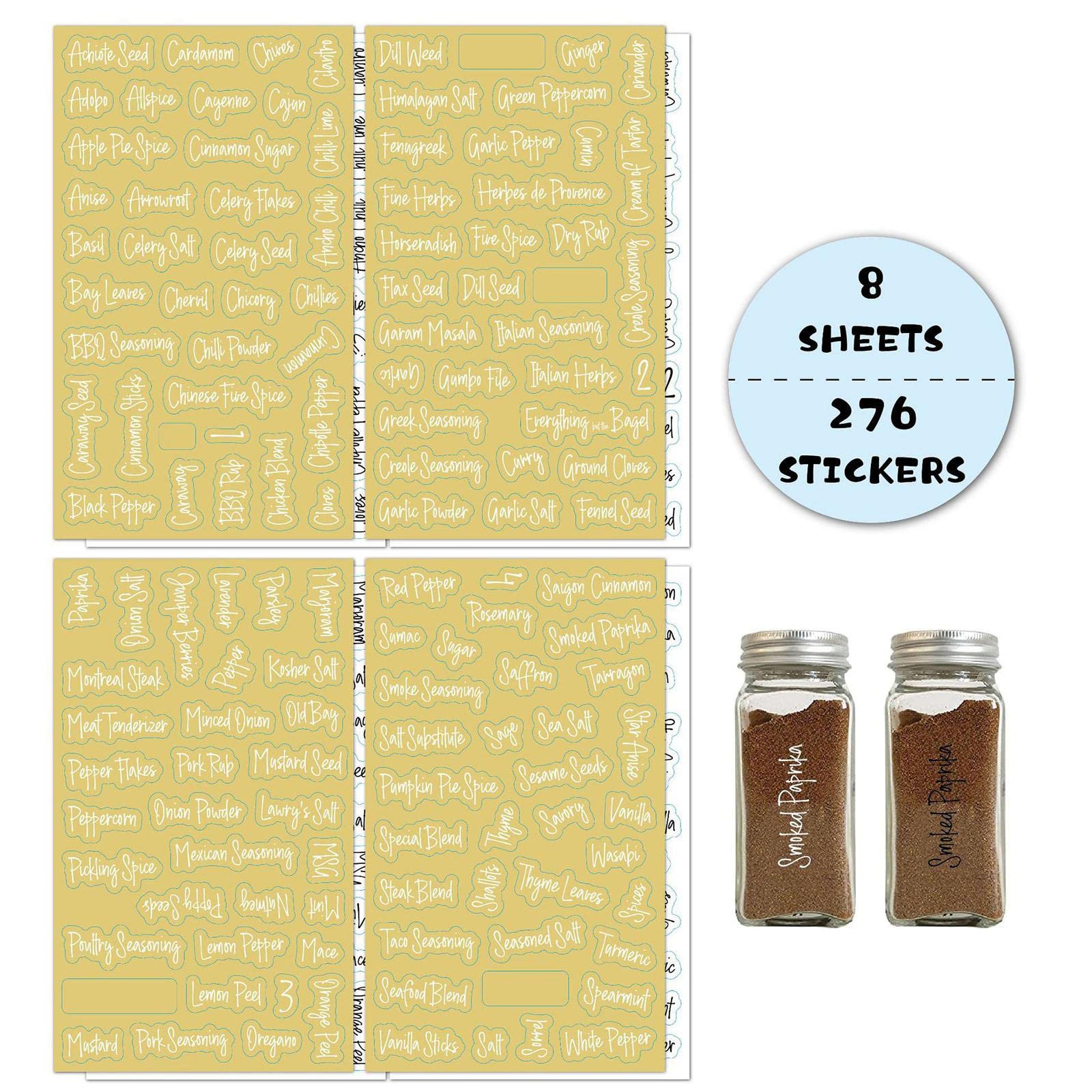 Etichette Trasparenti Per Spezie - 276 Pezzi, Resistente Ad Acqua E Olio, Prestampate, Per Organizzazione