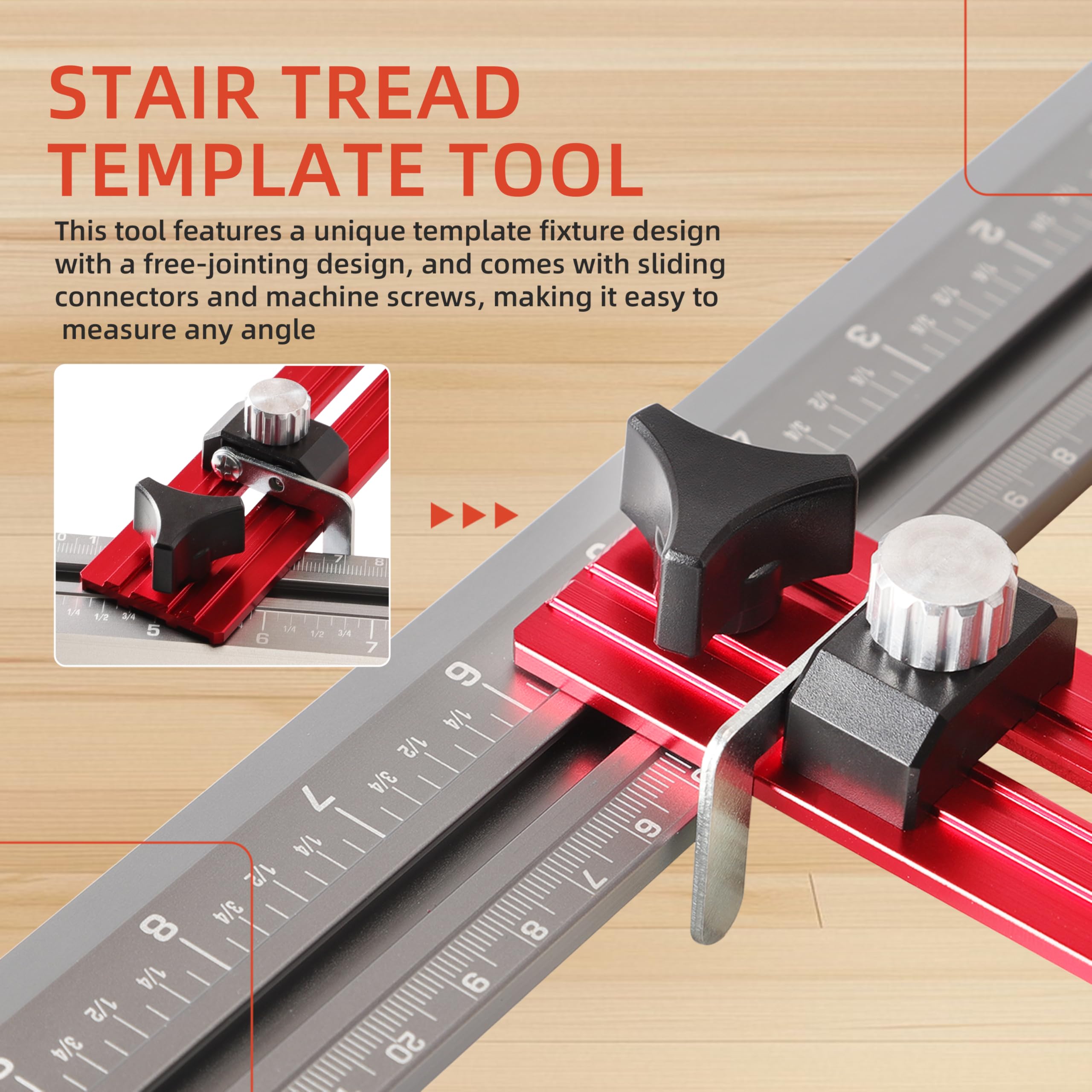 Stair Measuring Tool, Stair Tread Template Tool, Aluminum Alloy Measuring Shelf Layout Tools - Image 4