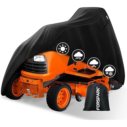 FORSPARK Riding Lawn Mower Cover – Waterproof & UV-Resistant High-Density Oxford Fabric, Fits Decks Up to 54", Windproof & Tear-Resistant Outdoor Protection with Storage Bag