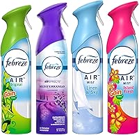 Febreze Odor Eliminator Air Freshener Spray, Assorted Scents: Original, Island Fresh, Linen Sky & Lavender, 4-Pack Bathroom Deodorizer