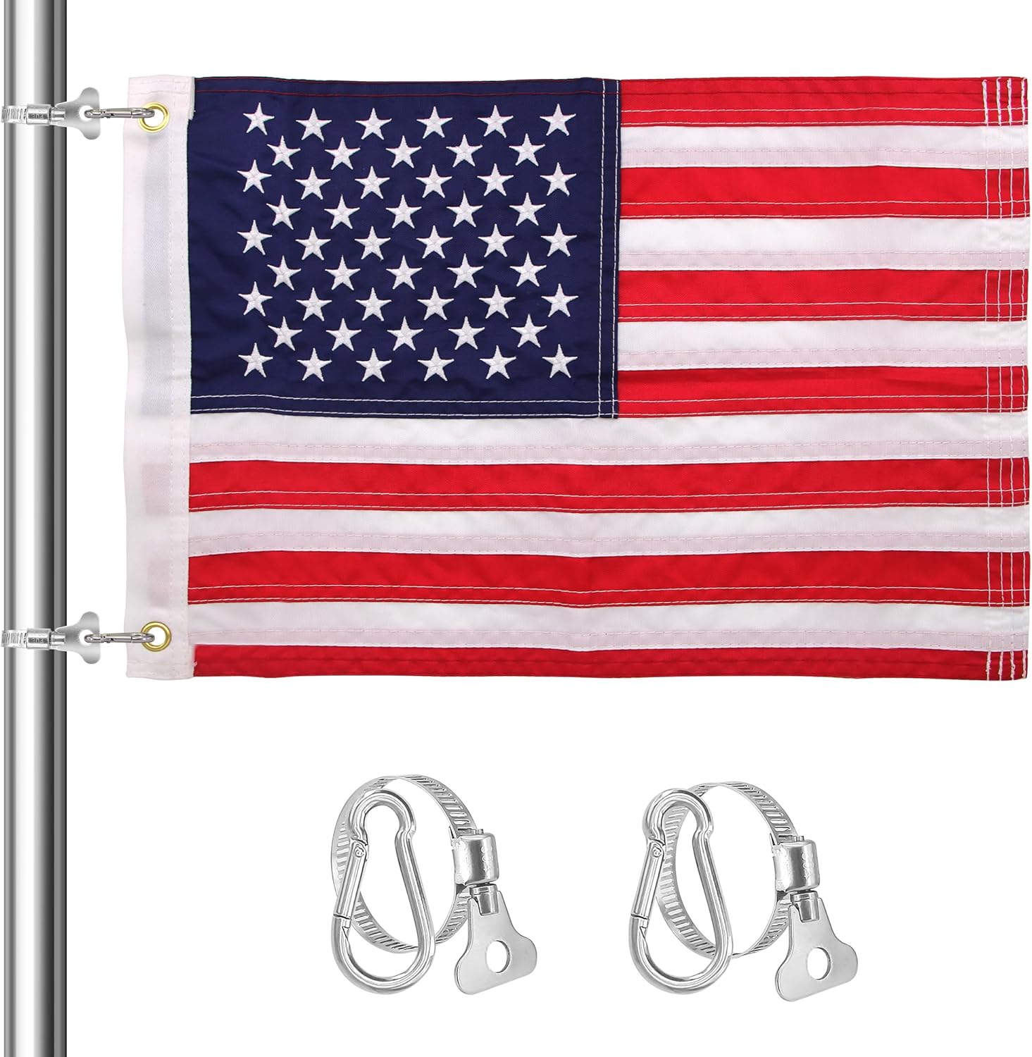 Boat Flag 12x18 inch, 50 Embroidered Stars Boat Flags