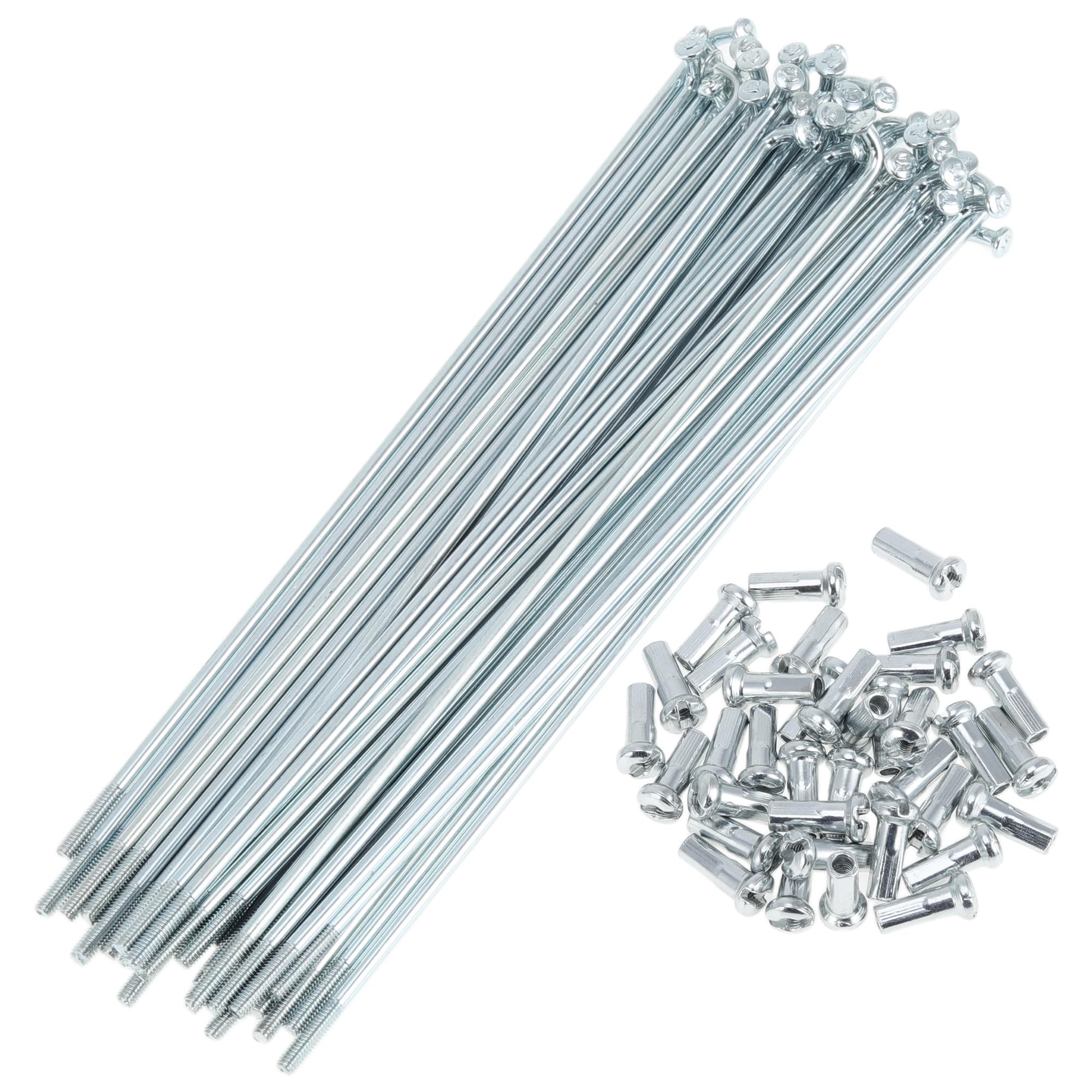 A ABSOPRO 36 Set 13G Bicycle Spokes 141mm Bike Wheel Spokes Galvanized Carbon Steel Silver Tone