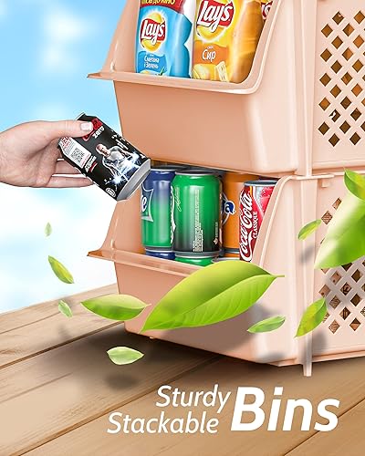 Miniatura 6 de TidyFriend - Contenedores apilables de almacenamiento para despensa, paquete de 4 contenedores apilables para organizar alimentos, cocina y