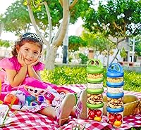 Vista 6 de SELEWARE Contenedores apilables portátiles de almacenamiento de alimentos para aperitivos, fórmula en polvo y bebidas, sistema de bloqueo giratorio