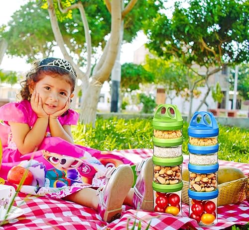 Miniatura 6 de SELEWARE Contenedores apilables portátiles de almacenamiento de alimentos para aperitivos, fórmula en polvo y bebidas, sistema de bloqueo giratorio,