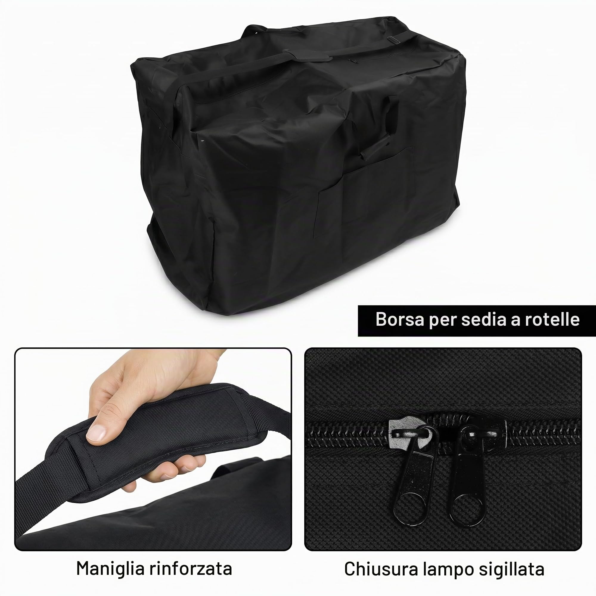 AUNMAS Borsa per sedia a rotelle, 115 x 80 x 39,9 cm, in tessuto Oxford, pieghevole, impermeabile, portatile, per trasportare sedie a rotelle, borsa portaoggetti per esterni