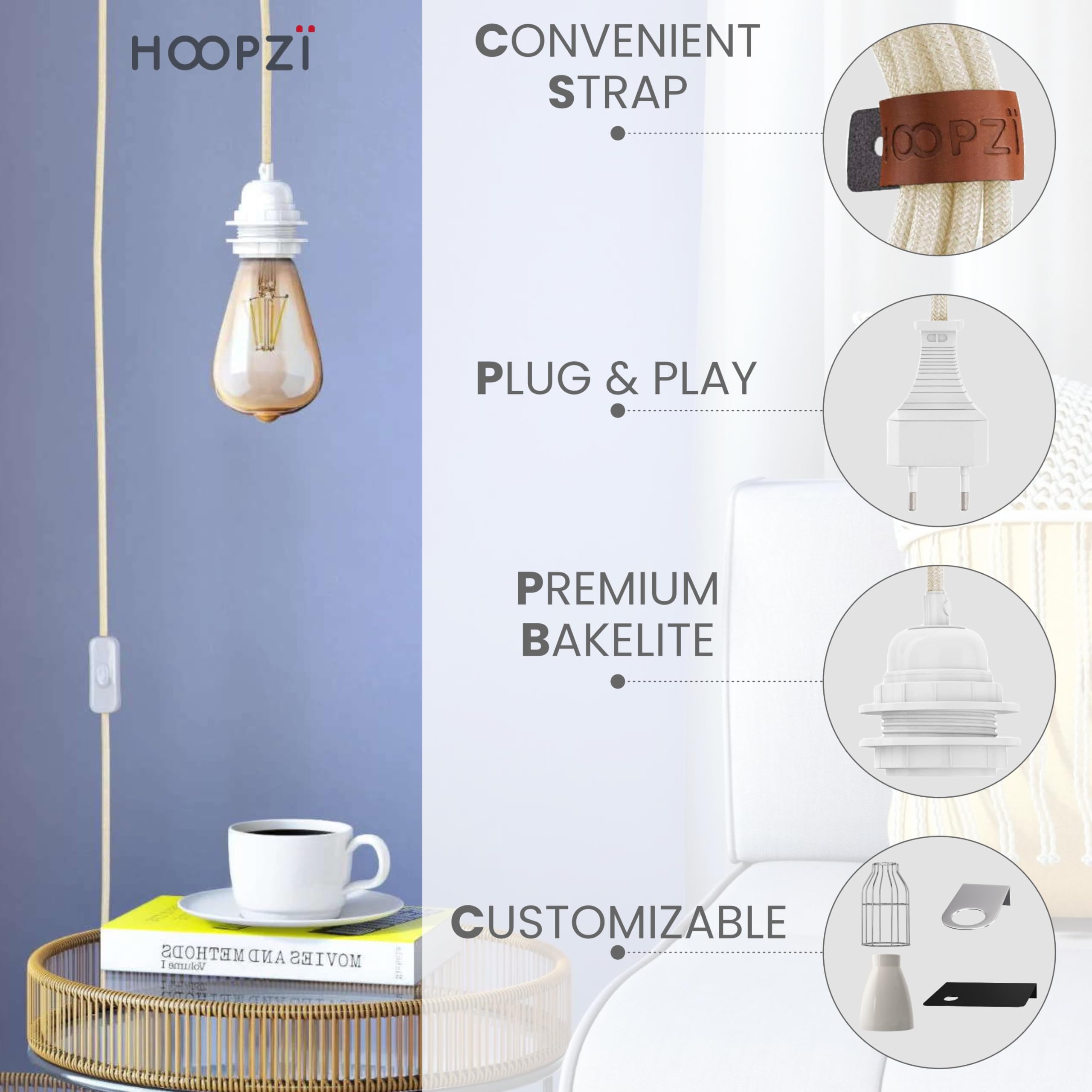 DIY Hängeleuchten-Set Mit Vintage-Hanfseilkabel, E27 Fassung & Schalter, 2x 4.5m – Für Küche, Keller, Loft