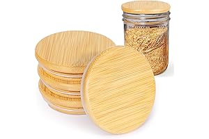 4 Pack Wide Mouth Bamboo Mason Jar Lids, Wooden Ball Jar Lid