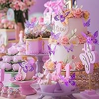 Vista 3 de SAOROPEB - Calcomanía de mariposa 3D para pared, 48 piezas, 4 estilos, 3 tamaños, extraíble, mariposa morada para decorar cumpleaños, fiestas