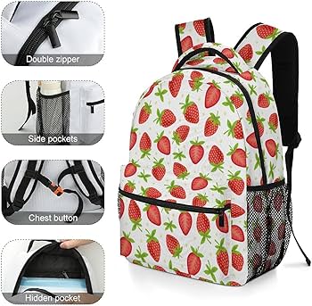 Amazon.co.jp: リュック 子供 いちご柄 苺柄 イチゴ柄 リュック