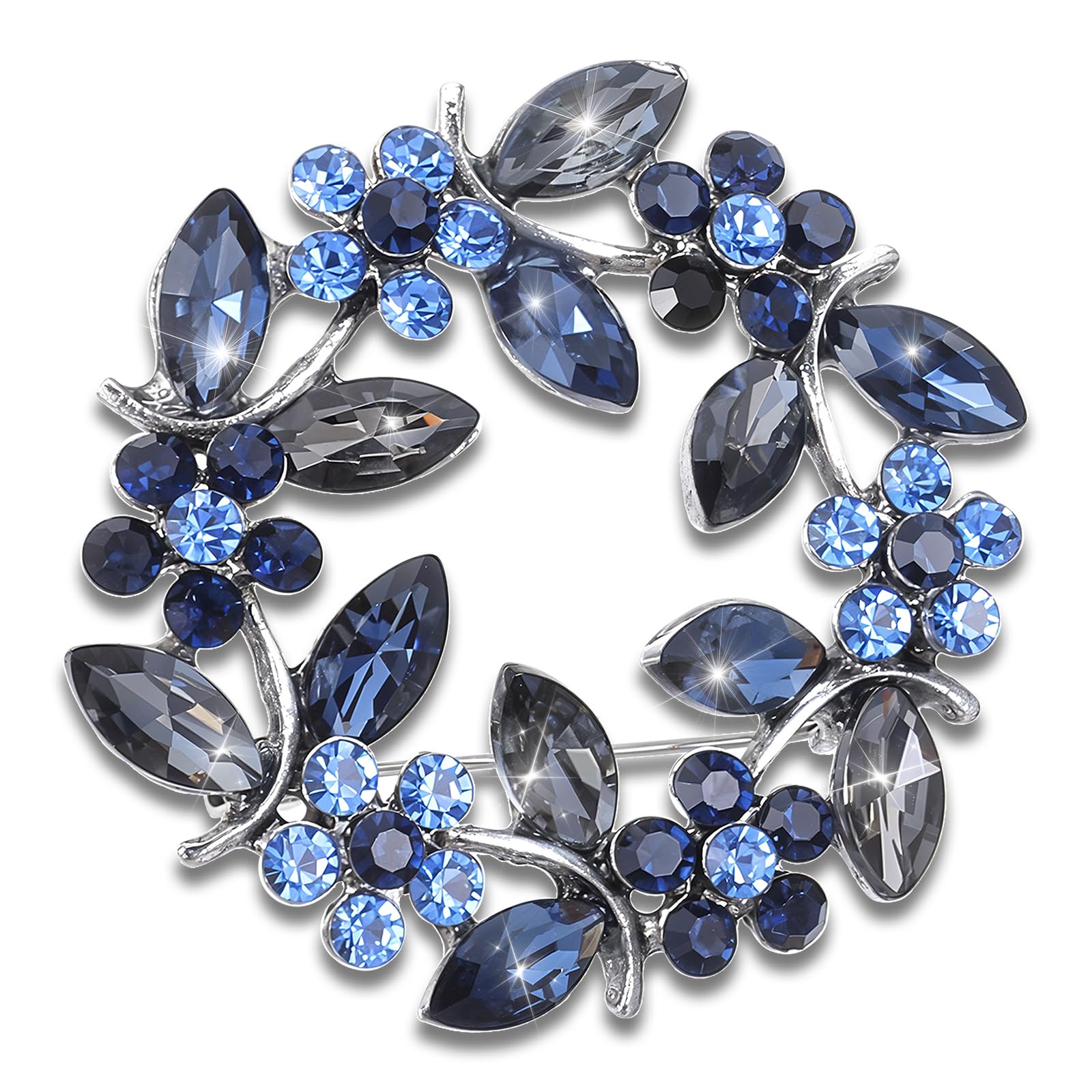 oruolaBlue Brooches for Women, Vintage Brooches for Women,Fashionable and Exquisite Rhinestone Large Brooch for Woman, Flower Brooch Pin Suitable for Ladies and Girls,Weddings, Parties,Blue