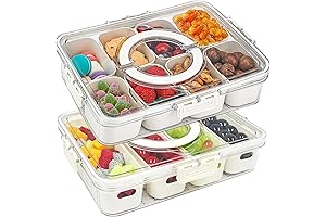 Divided Serving Tray with Lid - Snackle Box Charcuterie Container