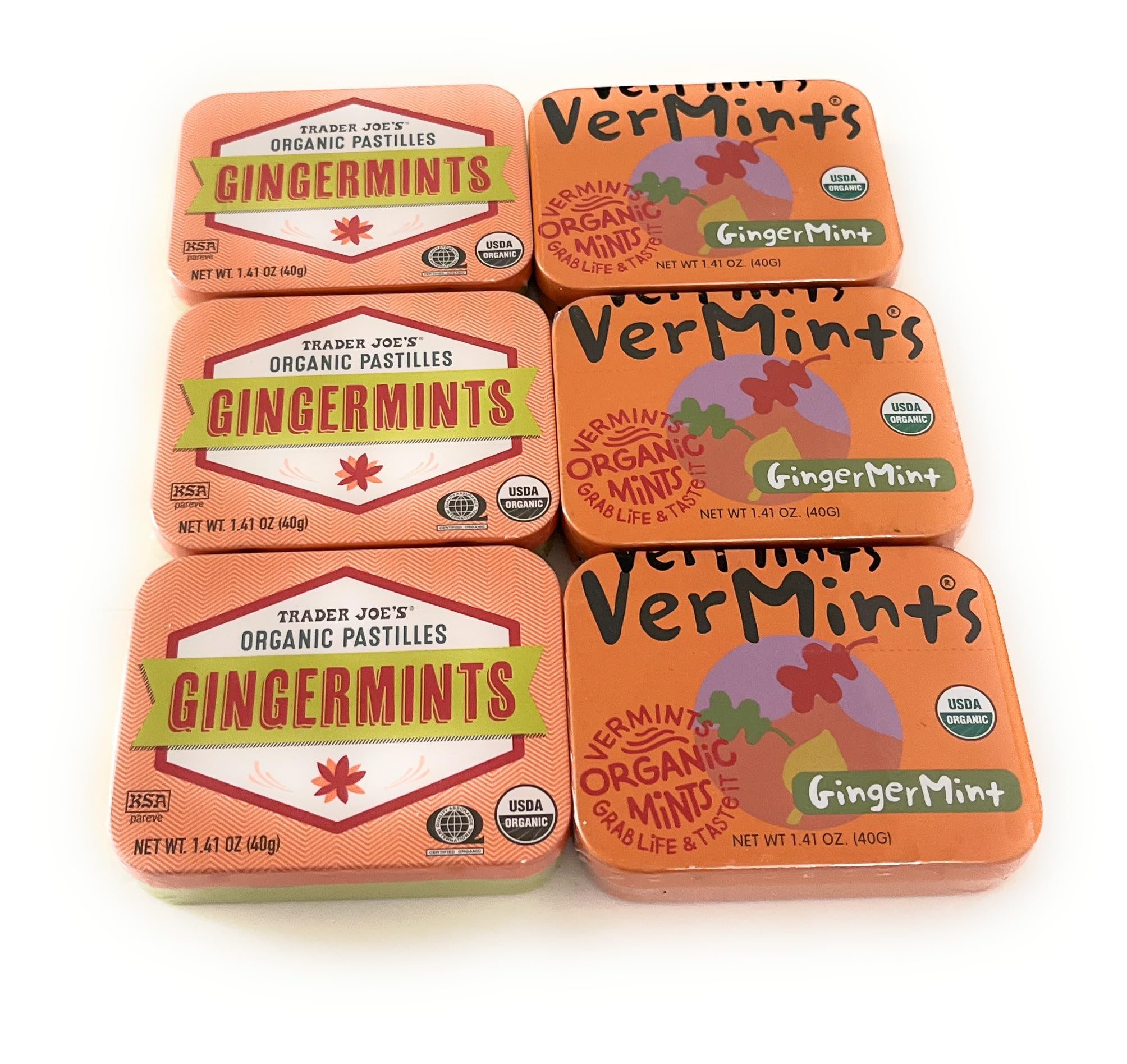 GenericGingermints USDA Organic Gluten-free Vegan- Two Types (Total 6 Packs), Each Pack 1.41 OZ
