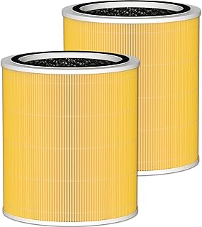 Core 400S H13 True HEPA Replacement Filter Compatible with LEVOIT Core 400S Smart WiFi Air Cleaner Purifier, Core 400S-RF-PA (LRF-C401-YUS), 3-in-1 True HEPA Activated Carbon Pre-Filter 2 Pack, Yellow…