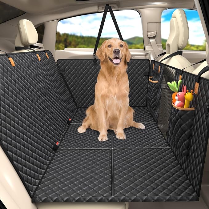 Lekereise Back Seat Extender for Dogs - Dog Car Seat Cover for Back Seat, 2025 Upgraded Material, Universal Fit Sedan/SUV/Truck, Waterproof Non-Slip Hard Bottom, Split Design & Holds 400lbs