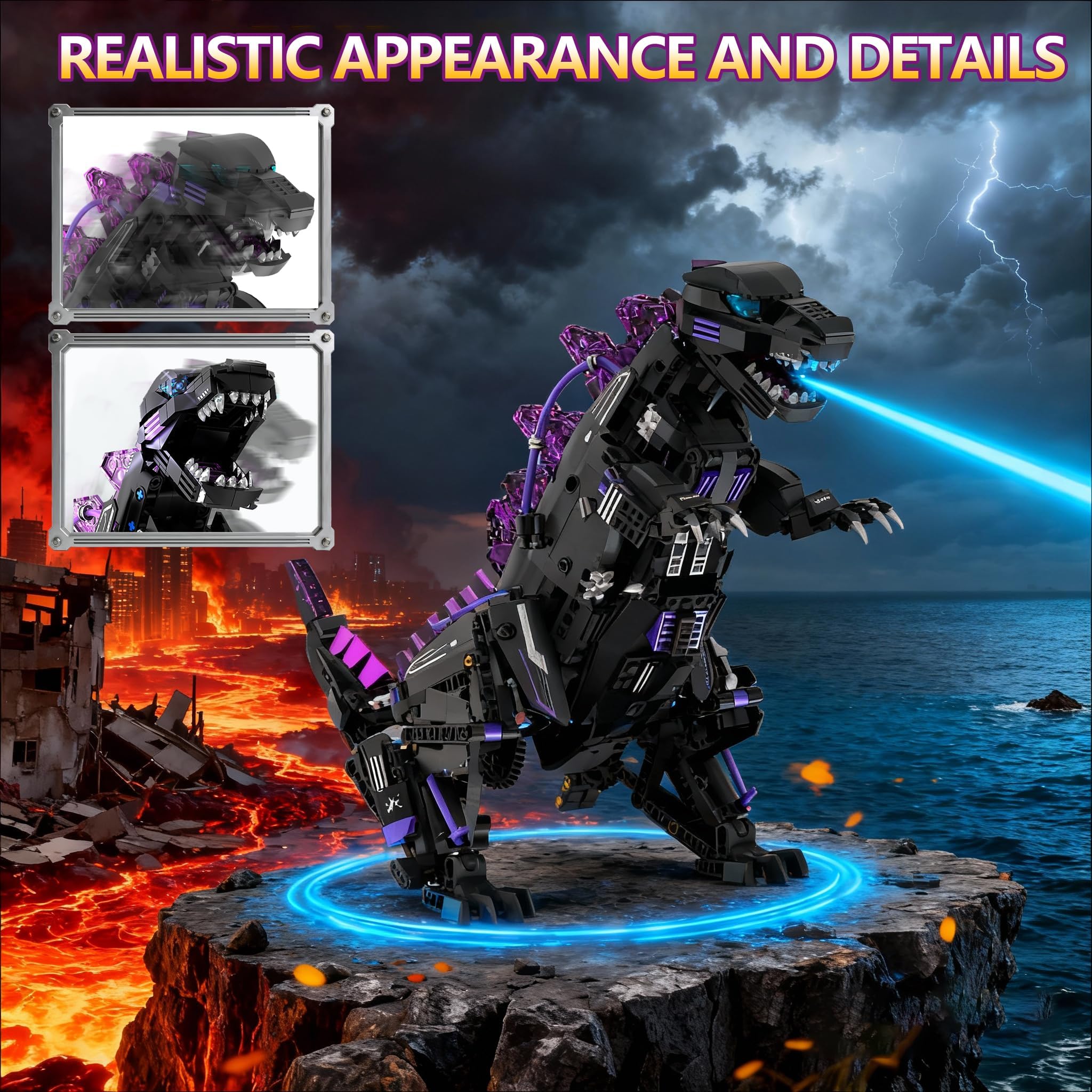 Kit De Construction Robot Dinosaure Avec Télécommandé, Kit De Blocs Jouet Robot Dinosaure Transformable 5-En-1 STEM Programmable Et APP, Pour Enfants 8 Ans+, Modèles Tricératops Et Ptérosaure